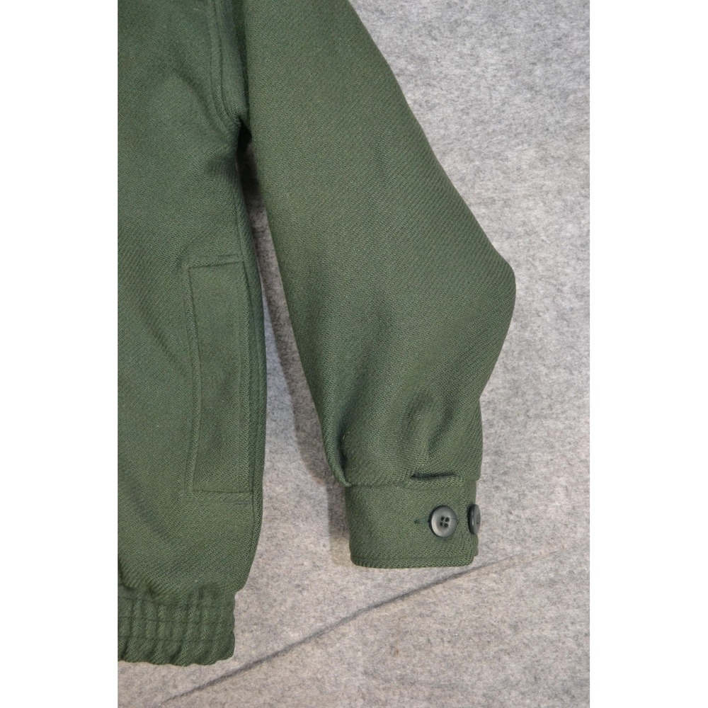 Vintage Woolrich Jacket Womens M Hunter Green Wool Bomber Zip Lined Made USA 80s - Picture 2 of 16